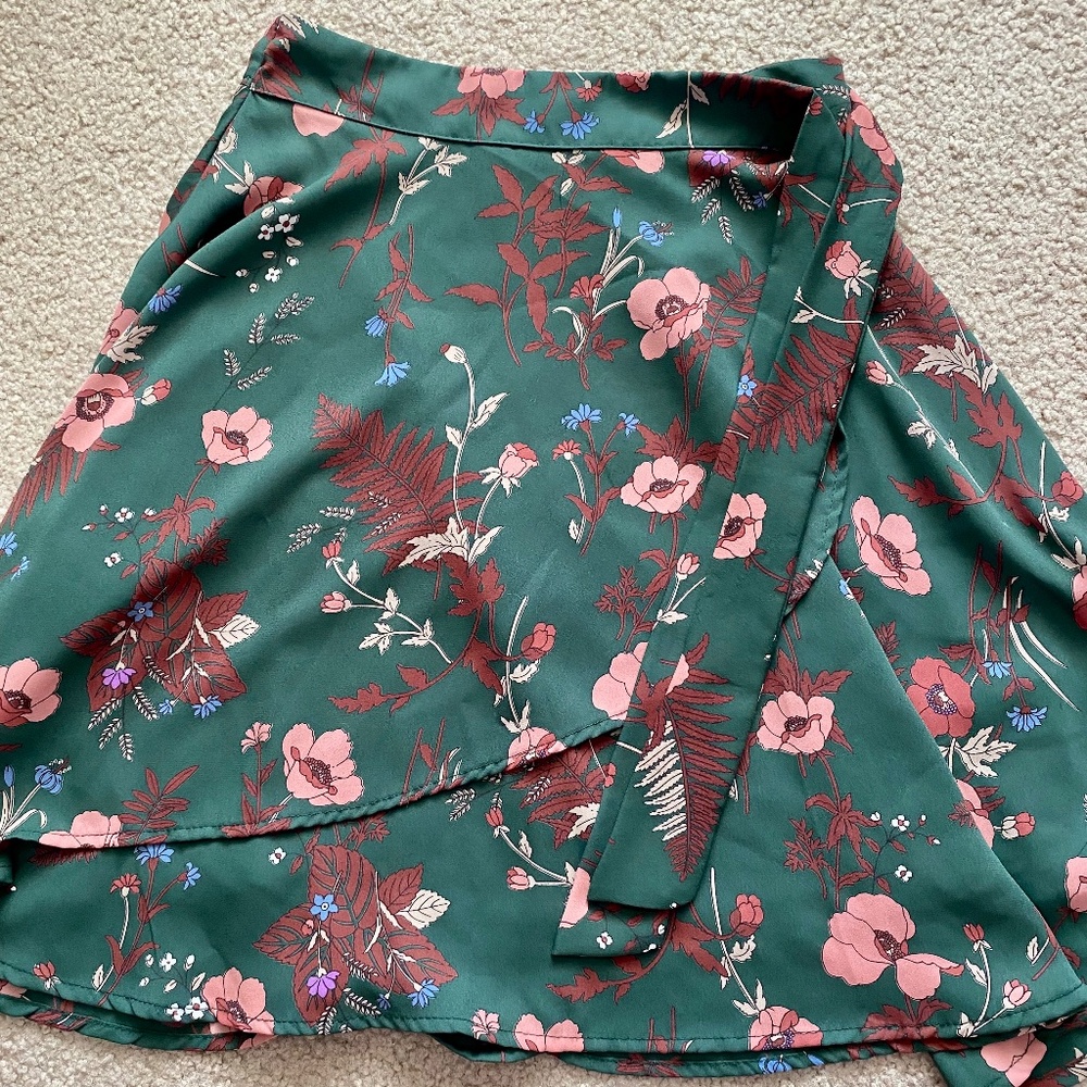 Blue Rain Floral Wrap Skirt